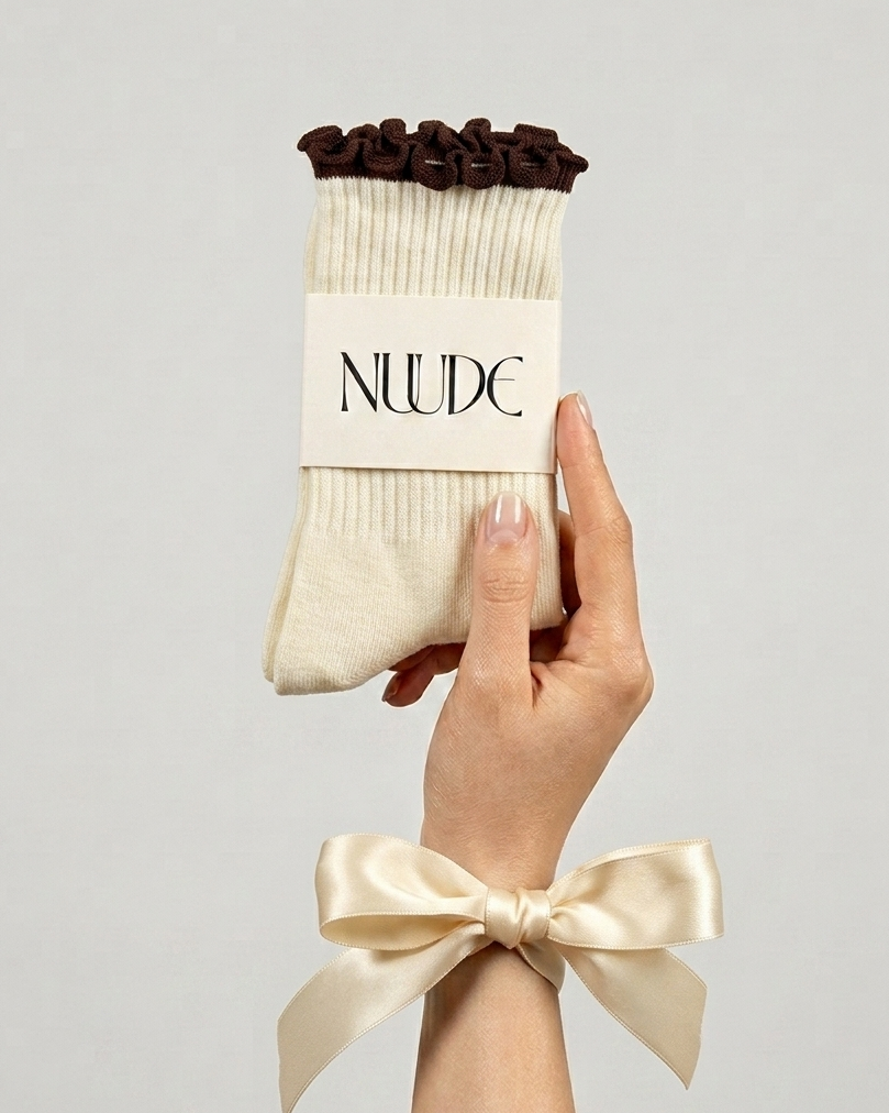 Pilates grip socks cream and brown cover